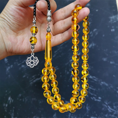 Yellow Amber Insect Prayer Beads-ToShay.org