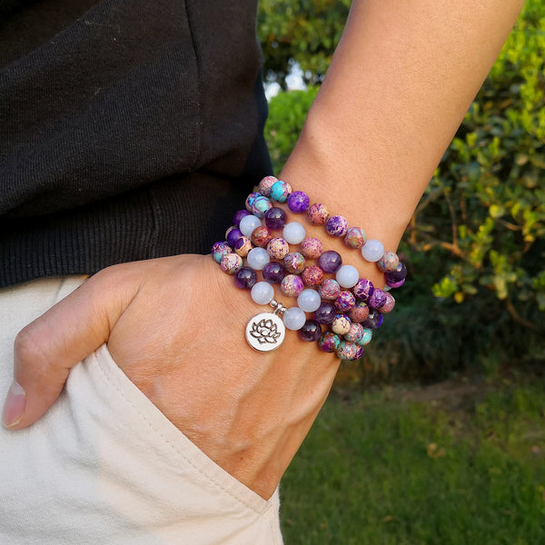 Purple Agate Mala Beads-ToShay.org