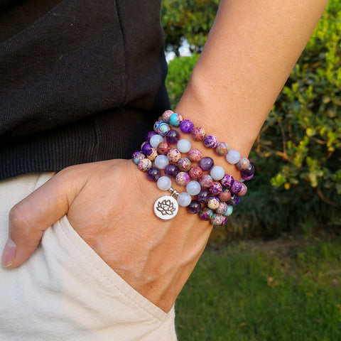 Purple Agate Mala Beads-ToShay.org