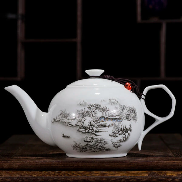 White Painted Ceramic Teapot-ToShay.org