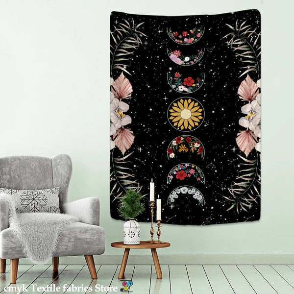 Moon Phase Flower Tapestry-ToShay.org