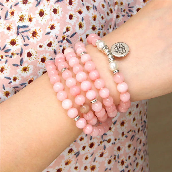 Pink Chalcedony Mala Beads-ToShay.org