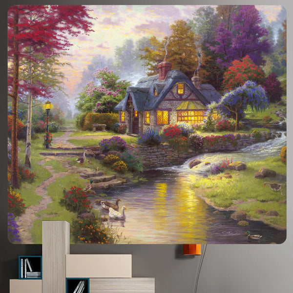 Forest Cottage Art Tapestry-ToShay.org