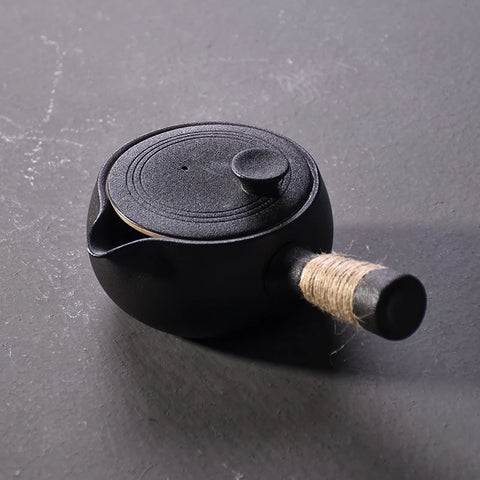 Black Ceramic Side Handle Teapot-ToShay.org