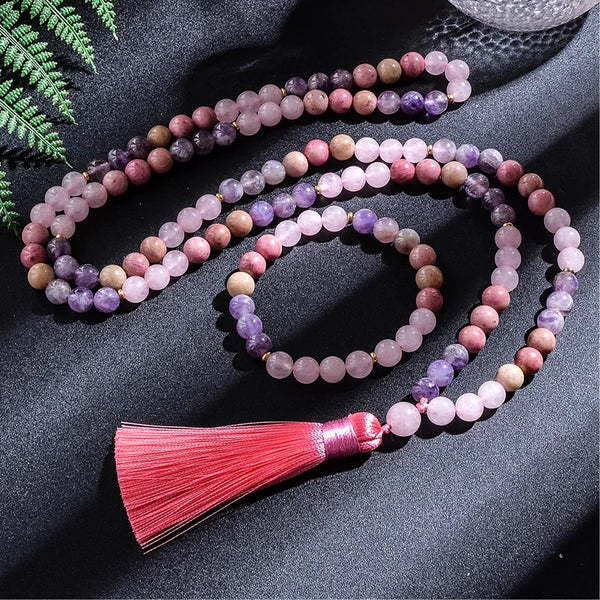 Pink Rhodolite Mala Beads-ToShay.org