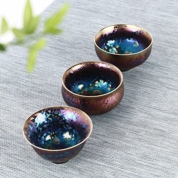 Blue Glaze Peacock Tea Cup-ToShay.org