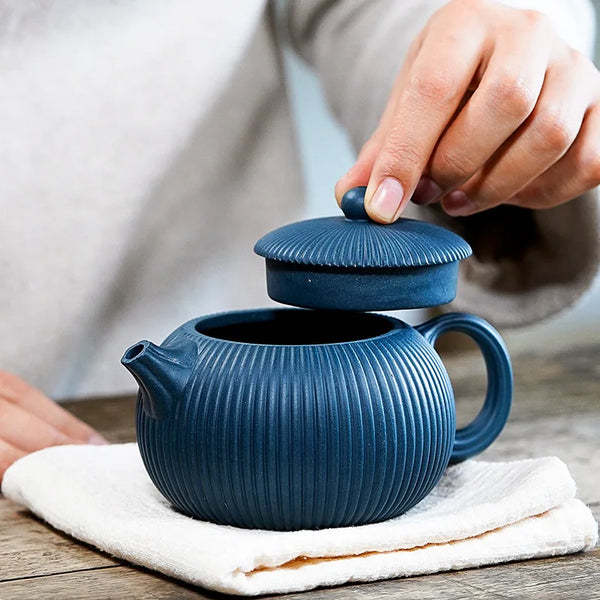 Blue Azure Clay Teapot-ToShay.org