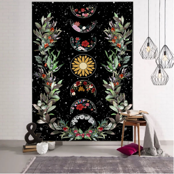 Moon Phase Flower Tapestry-ToShay.org