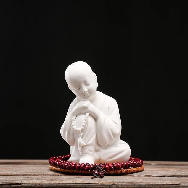 White Porcelain Monk Statue-ToShay.org