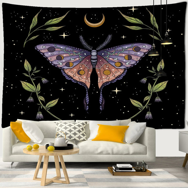 Moon Phase Moth Tapestry-ToShay.org