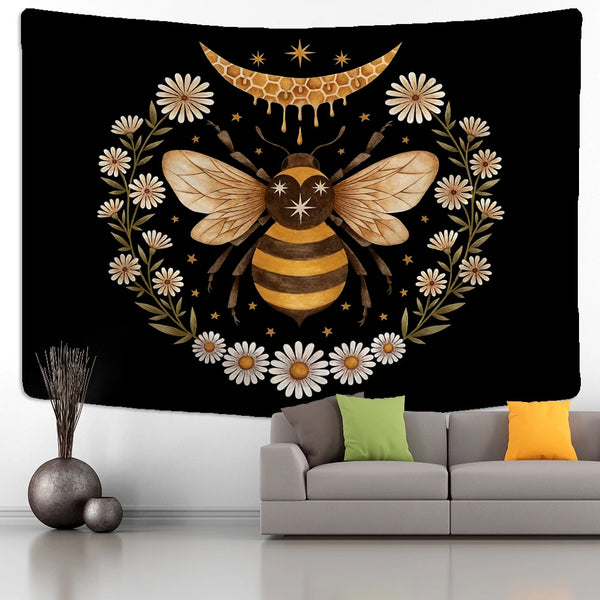 Floral Bee Art Tapestry-ToShay.org