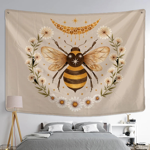 Floral Bee Art Tapestry-ToShay.org