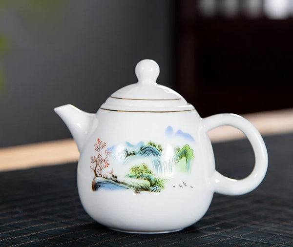 White Painted Porcelain Teapot-ToShay.org