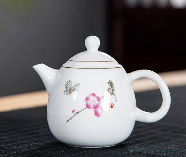 White Painted Porcelain Teapot-ToShay.org