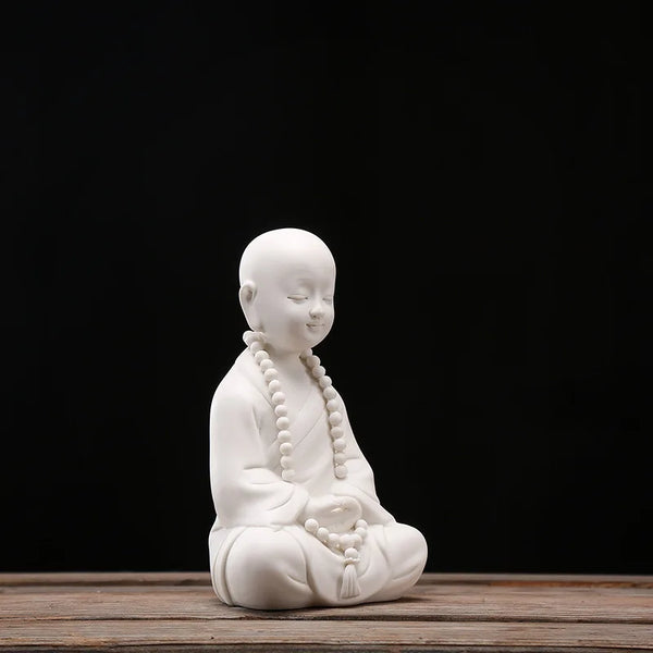 White Porcelain Monk Statue-ToShay.org