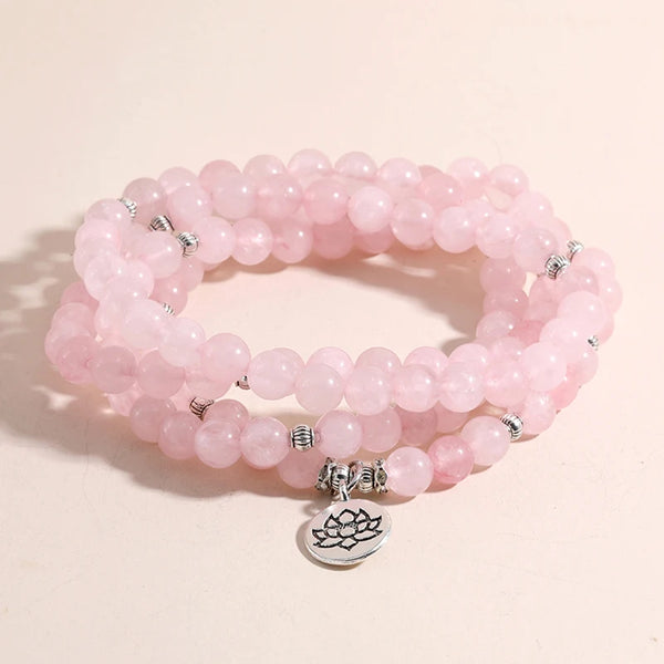 Pink Rose Quartz Mala Beads-ToShay.org