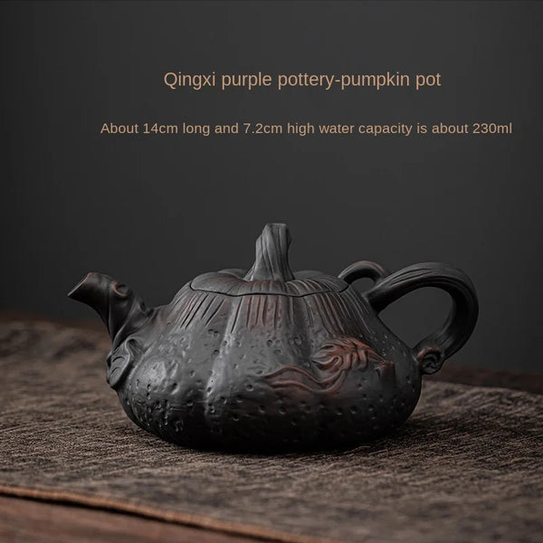 Pumpkin Clay Teapot-ToShay.org