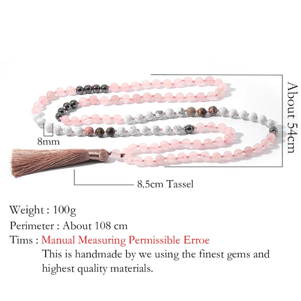 Pink Rose Quartz Mala Beads-ToShay.org