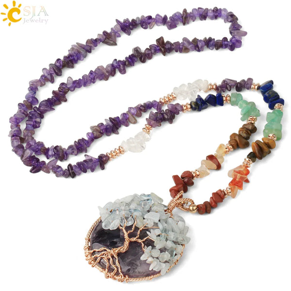 Chakra Crystal Pendant Necklace-ToShay.org