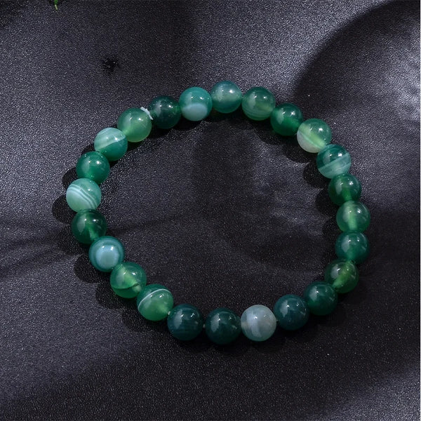 Green Striped Agate Mala Beads-ToShay.org