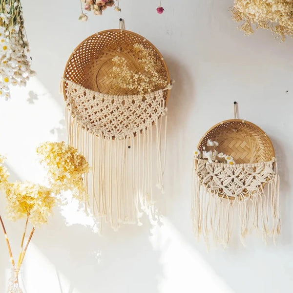 Rattan Macrame Hanging Basket-ToShay.org