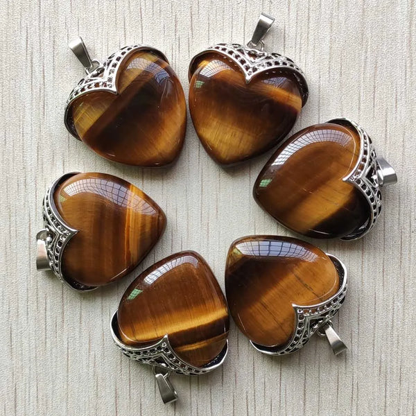 Yellow Tiger Eye Heart Pendants-ToShay.org