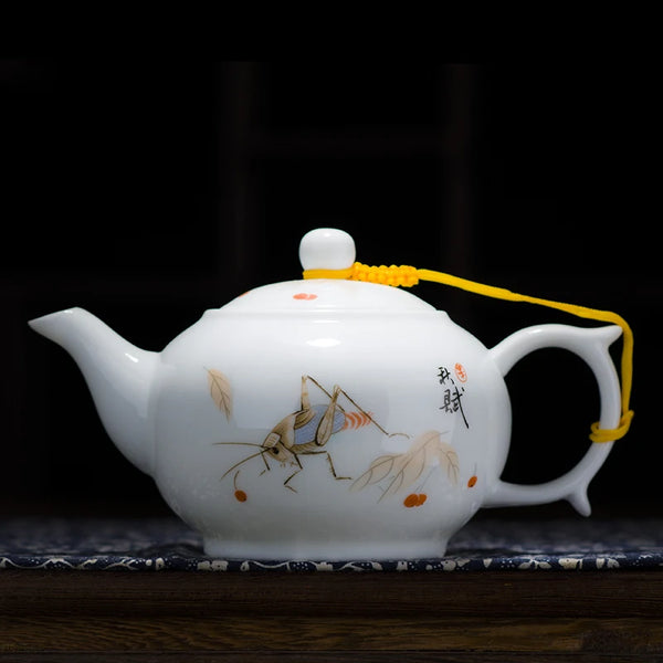 White Painted Ceramic Teapot-ToShay.org