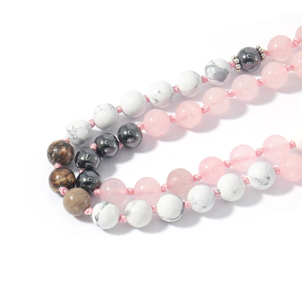 Pink Rose Quartz Mala Beads-ToShay.org