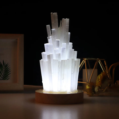 White Selenite Sulfite Lamp-ToShay.org