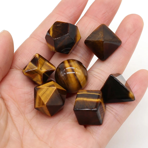 Yellow Tiger Eye Platonic Solids-ToShay.org