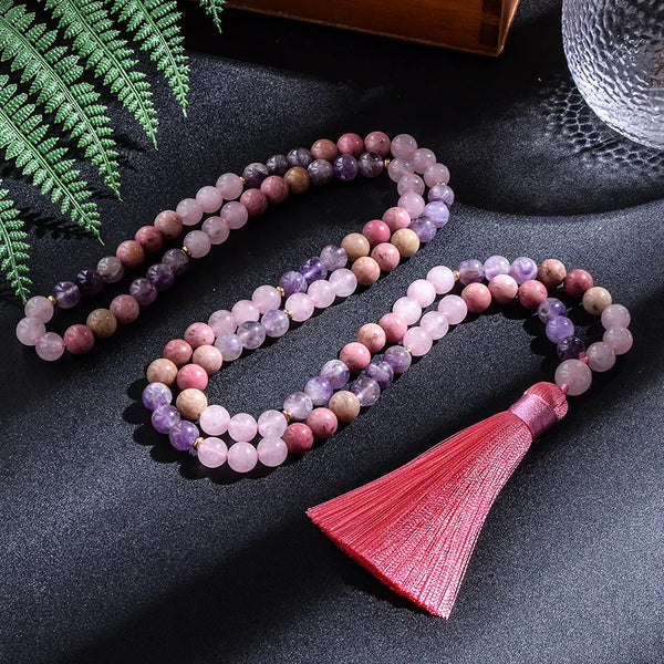 Pink Rhodolite Mala Beads-ToShay.org