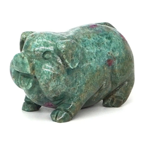 Green Ruby Zoisite Pig Statue-ToShay.org