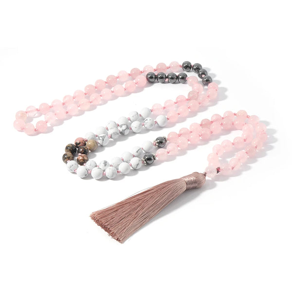 Pink Rose Quartz Mala Beads-ToShay.org