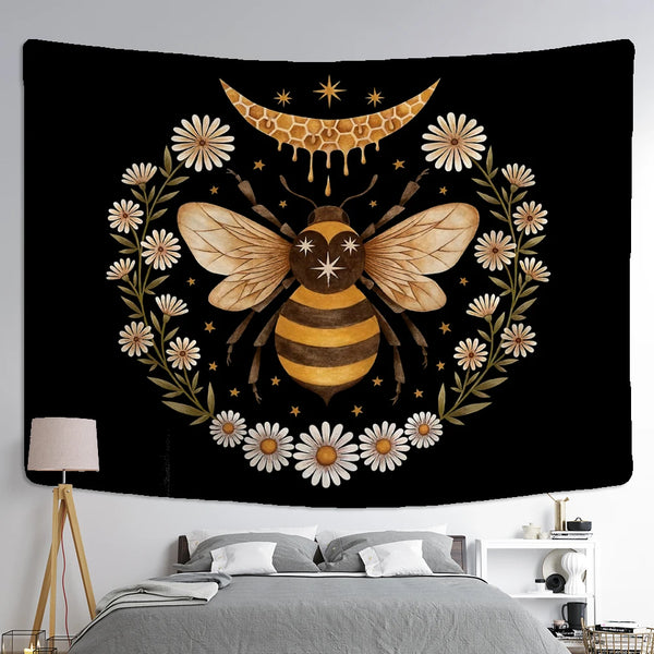 Floral Bee Art Tapestry-ToShay.org