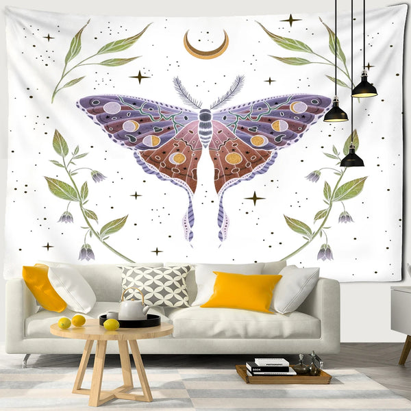 Moon Phase Moth Tapestry-ToShay.org