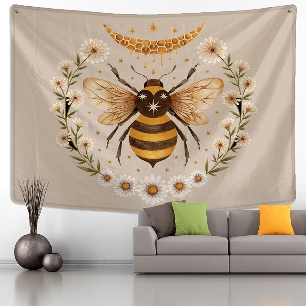 Floral Bee Art Tapestry-ToShay.org