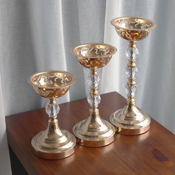 Gold Crystal Vase Candle Holder-ToShay.org