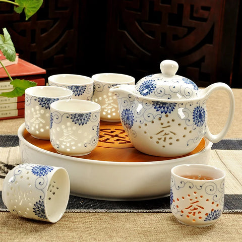 White Painted Ceramic Tea Sets-ToShay.org