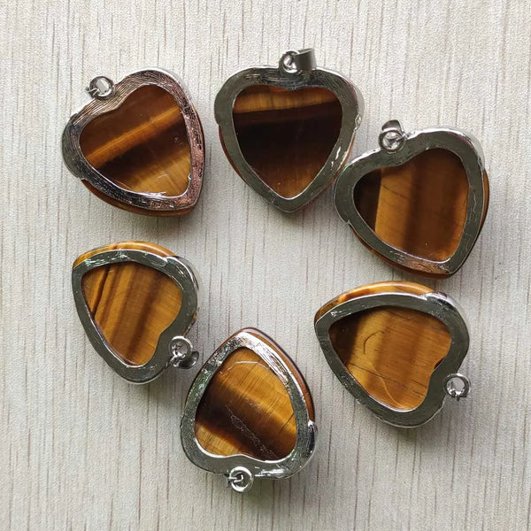 Yellow Tiger Eye Heart Pendants-ToShay.org