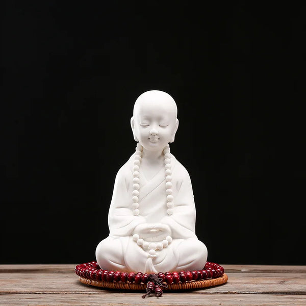 White Porcelain Monk Statue-ToShay.org