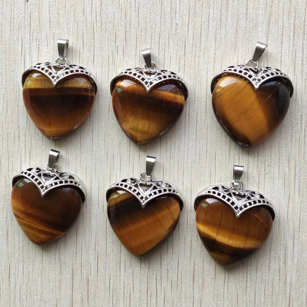 Yellow Tiger Eye Heart Pendants-ToShay.org