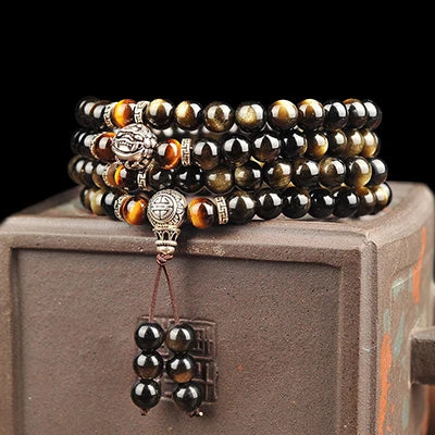 Gold Black Obsidian Mala Beads-ToShay.org