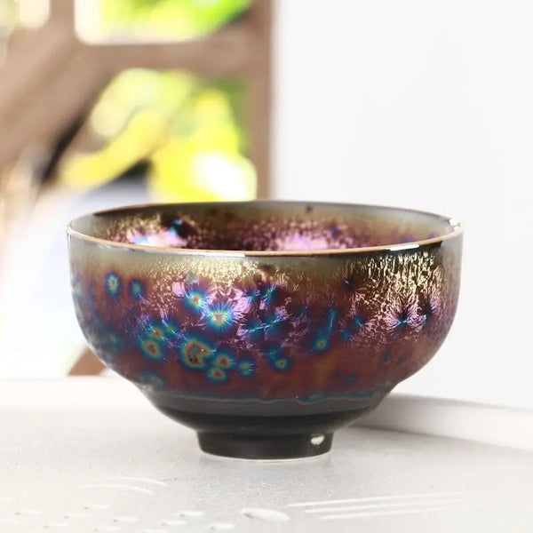 Blue Glaze Peacock Tea Cup-ToShay.org