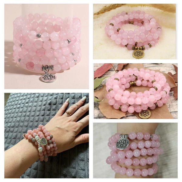 Pink Chalcedony Mala Beads-ToShay.org