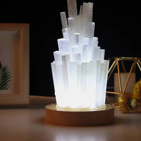 White Selenite Sulfite Lamp-ToShay.org