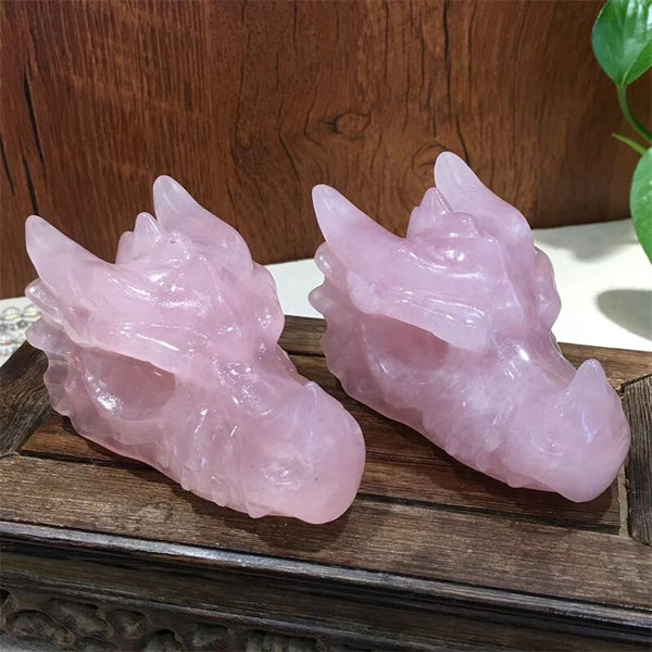 Pink Rose Quartz Dragon Head-ToShay.org