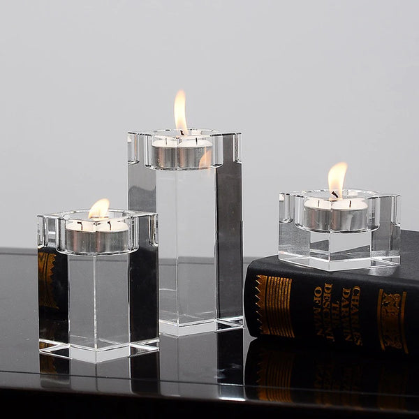 Crystal Glass Candle Holders-ToShay.org