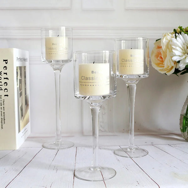 Clear Glass Candle Holder-ToShay.org