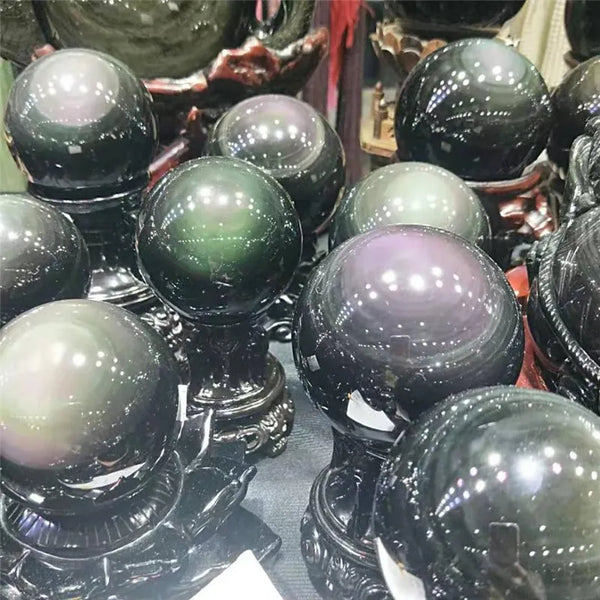 Rainbow Black Obsidian Balls-ToShay.org