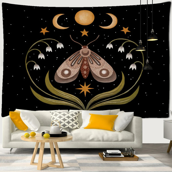 Moon Phase Moth Tapestry-ToShay.org